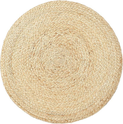 REDEARTH · Cylindrical Pouf Foot Stool Ottoman - Jute Braided Pouffe Poof Accent Sitting Footrest for Living Room, Bedroom, Nursery, Patio, Lounge & Other Rooms (Natural Acorn, 18"X18"X14")