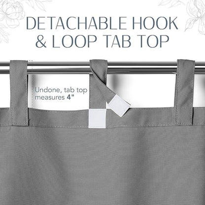 Elrene Home Fashions Matine Weatherproof Tab-Top Indoor/Outdoor Solid Color Curtain Panel for Porch, Pergola, Patio, Deck, 52”W x 84”L, Gray