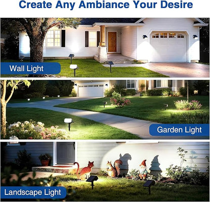 Solar Lights Outdoor Waterproof IP65, Super Bright LED with Lens, 6500K 2 Lighting Modes, Solar Powered Yard Garden Solar Spot Lights for Outside Landscape Auto On/Off -4 Pack