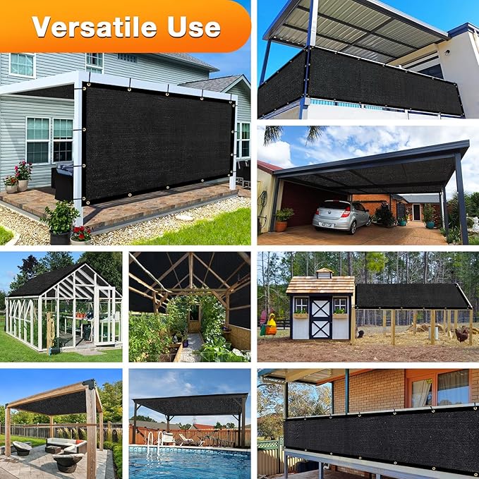 Artpuch Outdoor Pergola Shade Cover 4x13 FT Sun Shade Cloth with Grommets Black 90% UV Protection Canopy Patio Privacy Screen (Customized Available)