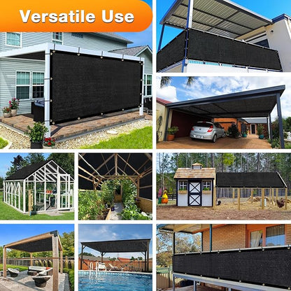 Artpuch Outdoor Pergola Shade Cover 10x21 FT Sun Shade Cloth with Grommets Black 90% UV Protection Canopy Patio Privacy Screen (Customized Available)