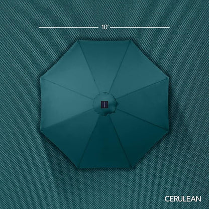 Best Choice Products 10ft Solar LED Offset Cantilever Hanging Market Patio Umbrella, Smooth 360° Rotation, 8 Sturdy Ribs, Easy Adjustment - Cerulean