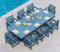 SERWALL 9 Piece Outdoor Dining Set, 84" HDPE Outdoor Table and Chairs for 8，All Weather Patio Furniture Set with Umbrella Hole for Backyard, Garden, Blue