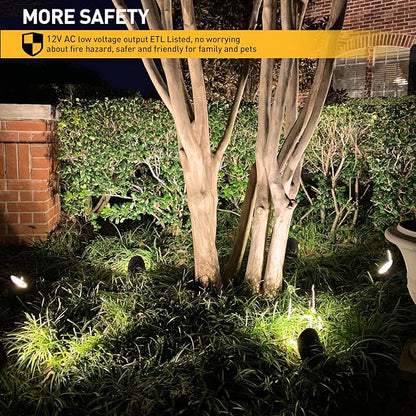 Malibu Landscape Lighting Outdoor 50W Spotlight Waterproof Halogen Floodlight Low Voltage Lights 380Lumen Warm White with Stake for Garden Yard Pathway Lawn Driveway Outdoor Lighting 8301-9601