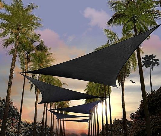 Amgo Custom Size 13' x 13' x 13' Black Triangle Sun Shade Sail UPF50+ AGTAPRT12, Order to Make Canopy Awning, 95% UV Blockage, Water & Air Permeable, Commercial Standard (We Customize)
