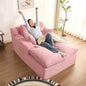 63" Chaise Lounge Chair Indoor, Set of Convertible Sleeper Sofa Couch with Throw Pillows & Side Pockets, Corduroy Upholstered Oversized Sofa Bed with Armrests for Living Room Bedroom, Pink