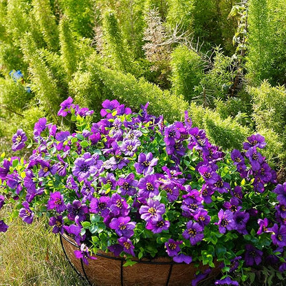 Artificial Flowers for Outdoor, UV Resistant Fake Silk Flowers, Realistic Faux Plants for Outside Indoor Porch Patio Window Box Planter Home Decor (20, Purple)
