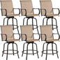 Yaheetech Patio Swivel Barstools Outdoor Chairs Set of 6, High Bistro Stools Outdoor Furniture, All-Weather Patio Stools for Outside, Beach, Lawn, Poolside and Garden, Brown