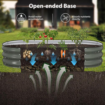 Raised Garden Bed Kit, 5x2x1 ft Galvanized Planter Box Outdoor with Safety Edging, Large Metal Raised Beds for Gardening Vegetables Flower Fruits (Volcanic Ash)