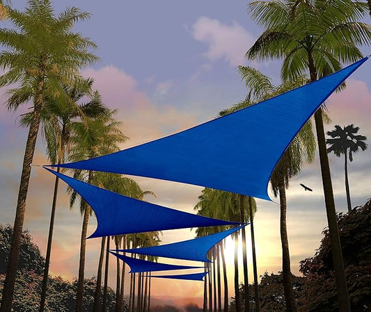 Amgo Custom Size 13' x 13' x 13' Blue Triangle Sun Shade Sail Order to Make Canopy Awning UPF50+ AGSLT, 95% UV Blockage, Water & Air Permeable, 200GSM Commercial Standard (We Customize)