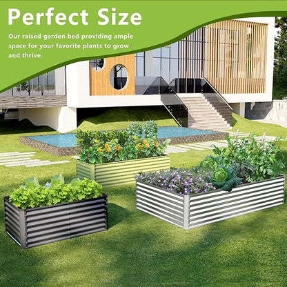 8x2x2FT Galvanized Raised Garden Bed,Galvanized Planter Boxes Outdoor, Large Metal Raised Garden Beds for Vegetables-Grey