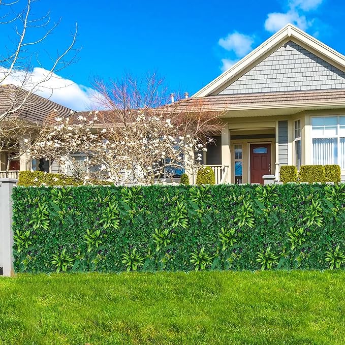 Artificial Boxwood Hedge Panels, 12 Pack 20x20 Inch HDPE Greenery
