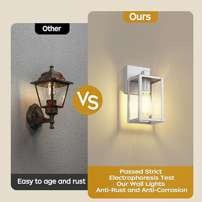 WIHTU Outdoor Lights for House, LED Exterior Front Porch Light Fixtures for Outside, Waterproof Wall Light Outdoor, Sconce Lights for Patio, Garage, Doorway, Entryway (Silver)