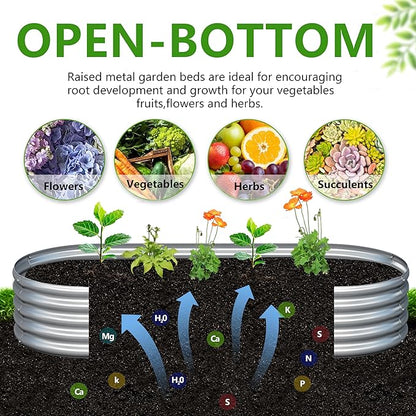 2PCS 8x4x1ft Galvanized Metal Raised Garden Bed Kit,Outdoor Planter Box Vegetables,Flowers,Herbs Durable Rust-Resistant Patio Gardening Beds