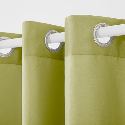 TOWN & COUNTRY BASICS Cabana Solid Heavyweight Indoor Outdoor Curtains, Light Filtering Opacity with Grommet Top, Water Repellent, 2-Pack Set, 54"x120", Kiwi Green