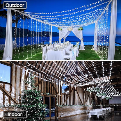 String Lights 196 ft 600 LED Cool White Outdoor Waterproof