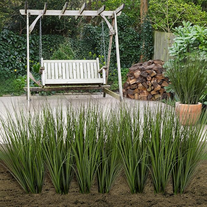 Artificial Plants Greenery 48 Pack Green Plastic Wheat Grass, 26.4 Inch