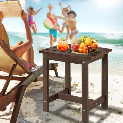 Y&M Outdoor Side Table, HIPS Adirondack Small Single Table, Waterproof Square Outside Table, Balcony Modern End Tables for Patio, Pool, Beach, Porch, Deck, Indoor or Outdoor Use, Coffee