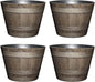 Classic Home and Garden Whiskey Plastic Resin Flower Pot Barrel Planter, Oak Brown, 20.5" (4 Pack)