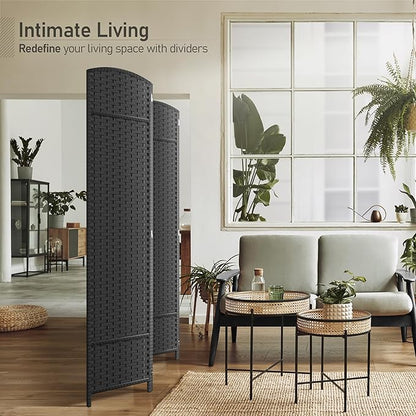 Sorbus 4 Panel Room Divider 6 ft. Tall - Privacy Screen, Extra Wide Double Hinged Panels, Mesh Hand-Woven Design, Partition Room Dividers and Folding Privacy Screens, Wall Divider for Room Separation