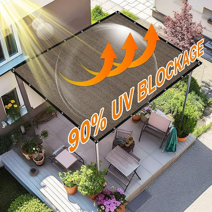 Artpuch 90% Sun Shade Cloth, 5 x 12 FT Pergola Shade Cover Canopy with Grommets, Sun Screen Fabric Tarp for Patio, Outdoor, Garden, Backyard, Mocha