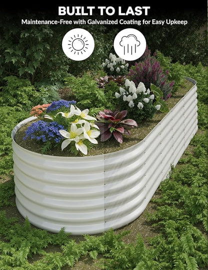 2 Pcs Raised Garden Beds Outdoor 10x4x1.5 ft - Galvanized Steel Planter Box for Vegetables, Flowers, Rust-Resistant Garden Box, Easy Assembly Raised Beds, Durable Planters for Outdoor Plants, Beige