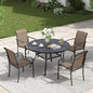 VICLLAX Patio Table and Chair Set of 4, All Weather Metal Round Outdoor Dining Furniture Set-40.6" Round Outdoor Table and Chairs, Black Tabletop