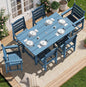SERWALL Patio Dining Sets for 6 Person, HDPE Dining Set with 6 Armless Chairs, Blue