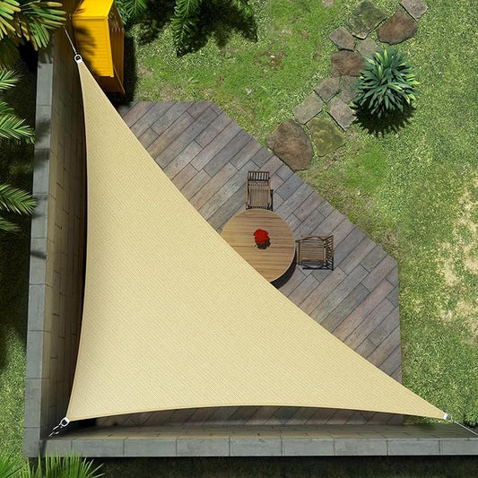 Amgo Custom Size 19' x 21' x 28.3' Beige Right Triangle Sun Shade Sail Order to Make Canopy Awning UPF50+ AGSLT, 95% UV Blockage, Water & Air Permeable, 200GSM Commercial Standard (We Customize)