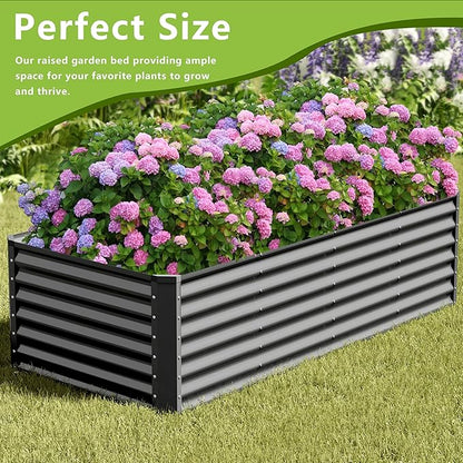 8x2x2FT Galvanized Raised Garden Bed,Galvanized Planter Boxes Outdoor, Large Metal Raised Garden Beds for Vegetables-Grey