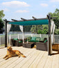 GarveeLife 10 x 13 ft Outdoor Pergol Metal Gazebo with Adjustable Canopy Reinforced Frame Outdoor Shelter for Backyard Patio Garden Deck - Blue with Curtains Mosquito Netting