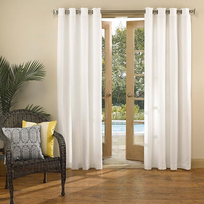 Sun Zero Marina Indoor/Outdoor UV Protectant Energy Efficient Grommet Curtain Panel, 54" x 108", White