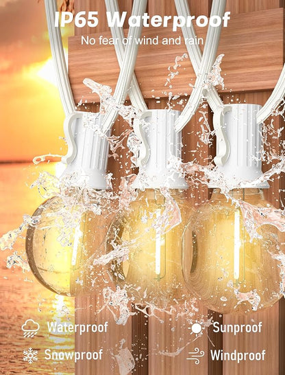 String Lights, Warm White G40 LED Outdoor, 50 Bulbs