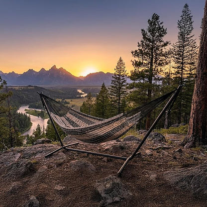 Sunnydaze Handwoven XXL Thick Cord Mayan Double Hammock for Outside - 625-Pound Capacity Heavy-Duty Outdoor Hammock - Black/Natural