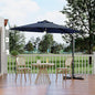 Garvee 10 ft Cantilever Patio Umbrella with Solar Lights, 360° Rotation Offset Umbrella, Easy Crank & Tilt Adjustment, UV Protection for Backyard, Poolside, Deck -Navy Blue