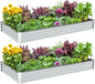 2PCS 8x4x1FT Galvanized Raised Garden Bed, Galvanized Planter Raised Garden Boxes Outdoor, Large Metal Raised Garden Beds for Vegetables-Silver