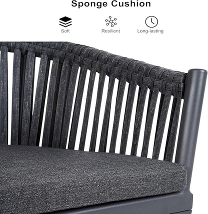 PURPLE LEAF 7 Pieces Outdoor Dining Set with Patio Aluminium Dining Table and Wicker Rattan Chairs Modern Furniture Cushions Sets for Backyard Indoor Decor Kitchen Grey