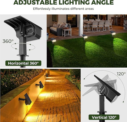 Kingsyard Solar Lights Outdoor Waterproof IP68, 47 LEDs 3 Lighting Modes USB & Solar Powered Garden Yard Pathway Spot Lights for Outside Landscape, Auto On/Off, 6 Pack(Warm White)
