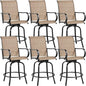 Yaheetech Patio Swivel Bar Stools Outdoor Chairs Set of 6 Outdoor High Bistro Stools Outdoor Furniture, All-Weather Patio Stools for Outside, Beach, Lawn, Poolside and Garden, Black/Brown