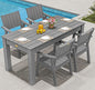 ZHUSI Patio Table and Chairs Set, Outdoor Table and Chairs,HDPE Outdoor Dining Set with Umbrella Hole for Backyard, Poolside, Porch 6 Armchairs