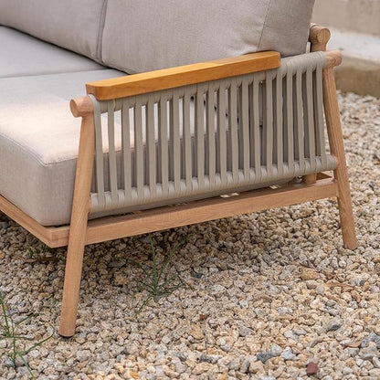 Acanva Modern All-Weather Aluminum Outdoor Patio Sofa with Thick Cushions, Olefin Fabric Sunroom Backyard Furniture, Light Khaki, Armchair