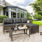 Vongrasig 3 Pieces Patio Furniture Sets, All-Weather Wicker Outdoor Sofa Couch Sectional Set, Small Conversation Set for Patio, Garden w/Cushion, Glass Table, (Grey)