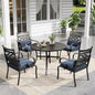 Sophia and William Outdoor Patio Dining Set for 4, Outdoor Table and Chairs, Removable Seat Cushions, Black 42" Round Patio Dining Table,Blue