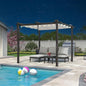 PURPLE LEAF 10' x 10' Outdoor Retractable Pergola with Double Sun Shade Canopy Patio Aluminum Pergola Metal Shelter with Light for Backyard Deck Garden, White