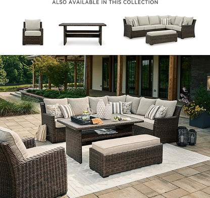 Signature Design by Ashley Brook Ranch Casual Outdoor Multi-use Table with 1 Fixed Shelf, Dark Brown & Gray