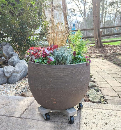 Bosmere 16" Plant Caddie - Heavy-Duty Rolling Plant Stand with Locking Wheels, 500 lb Capacity – Durable Plant Caddy for Indoor/Outdoor Use, Light Gray