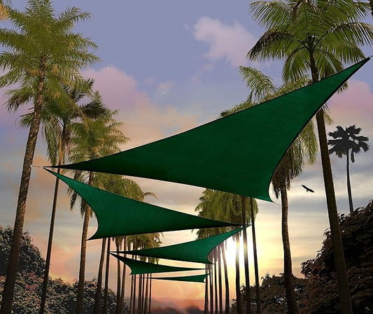 Amgo Custom Size 14' x 14' x 14' Green Triangle Sun Shade Sail UPF50+ AGTAPRT12, Order to Make Canopy Awning, 95% UV Blockage, Water & Air Permeable, Commercial Standard (We Customize)