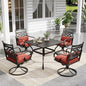 Sophia and William Swivel Outdoor Patio Dining Set for 4, Outdoor Table and Chairs, Removable Seat Cushions, Black 37" Patio Dining Table,Red