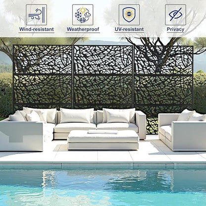 Outdoor Privacy Screen,72" H×47" W Metal Privacy Screen, Freestanding Privacy Fence Panels for Patio