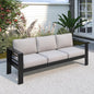 Solaste Aluminum Outdoor Couch, 3-Seat Metal Outdoor Sofa with Water-Resistant Cushion, Weather-Resistant Modern Patio Sofa, Black Frame Grey Cushion